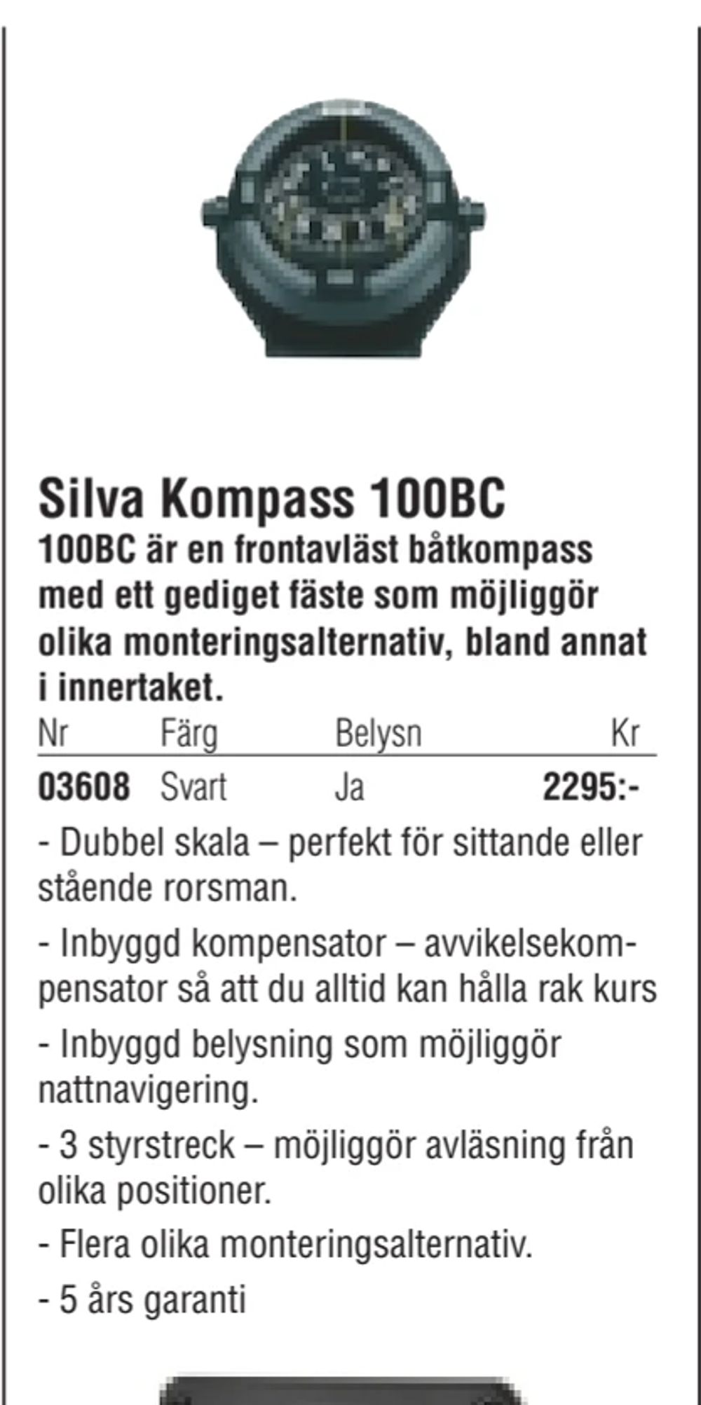 Erbjudanden på Silva Kompass 100BC från Erlandsons Brygga för 2 295 kr