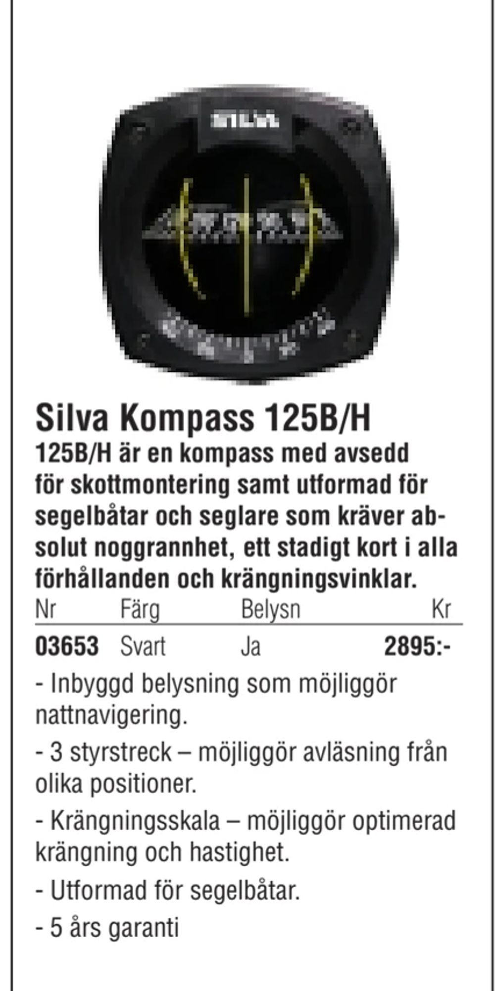 Erbjudanden på Silva Kompass 125B/H från Erlandsons Brygga för 2 895 kr