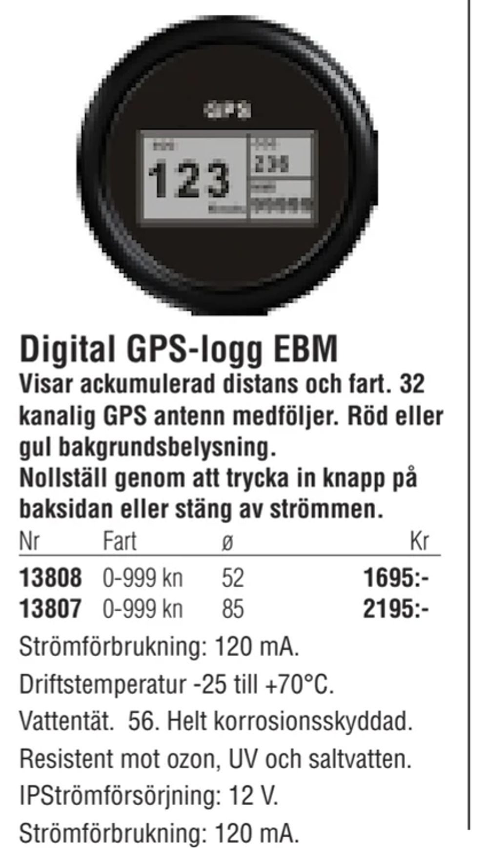 Erbjudanden på Digital GPS-logg EBM från Erlandsons Brygga för 1 695 kr