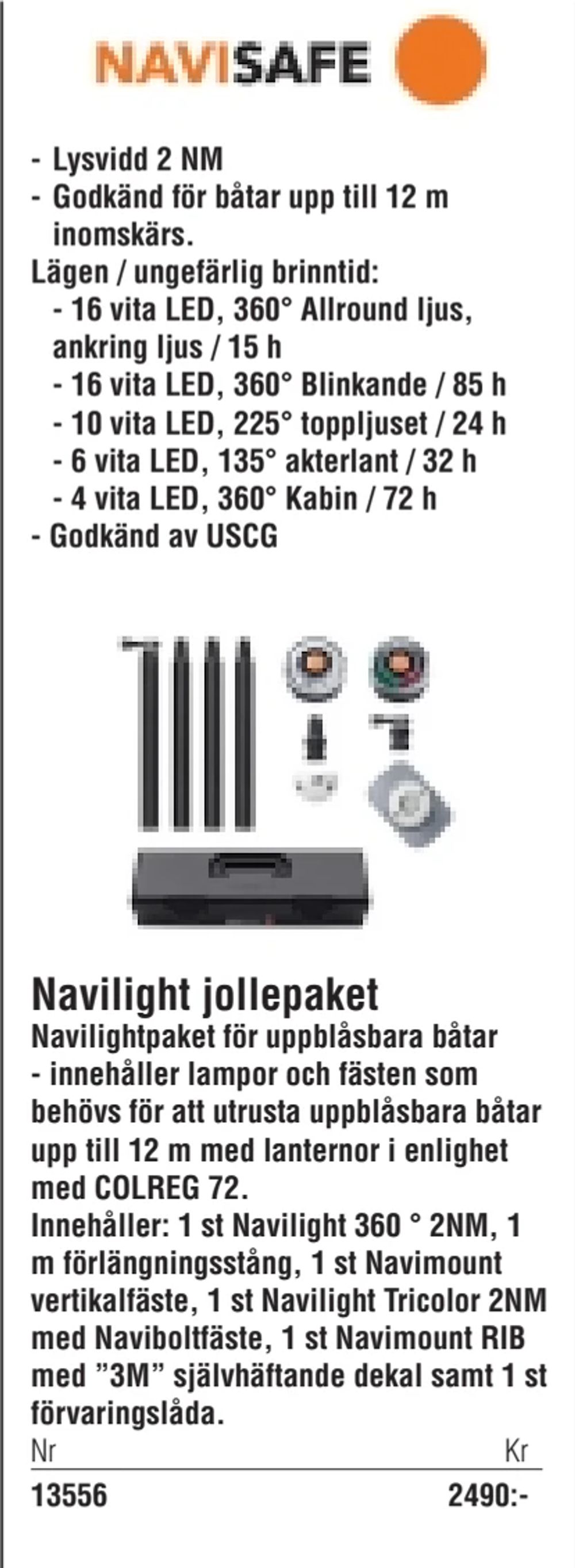 Erbjudanden på Navilight jollepaket från Erlandsons Brygga för 2 490 kr