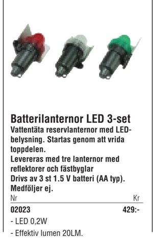 Batterilanternor LED 3-set