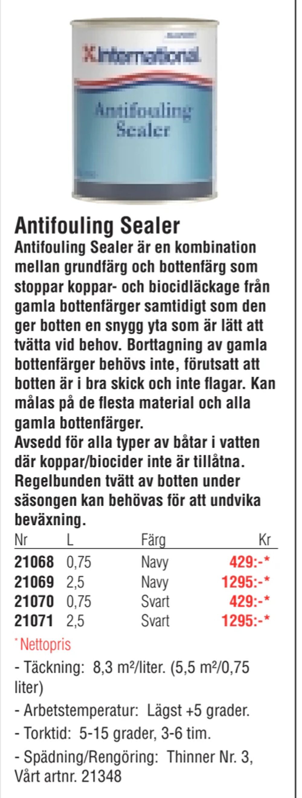 Erbjudanden på Antifouling Sealer från Erlandsons Brygga för 429 kr