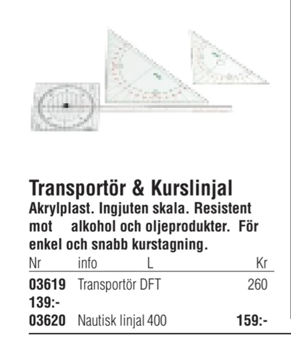 Erbjudanden på Transportör & Kurslinjal från Erlandsons Brygga för 159 kr