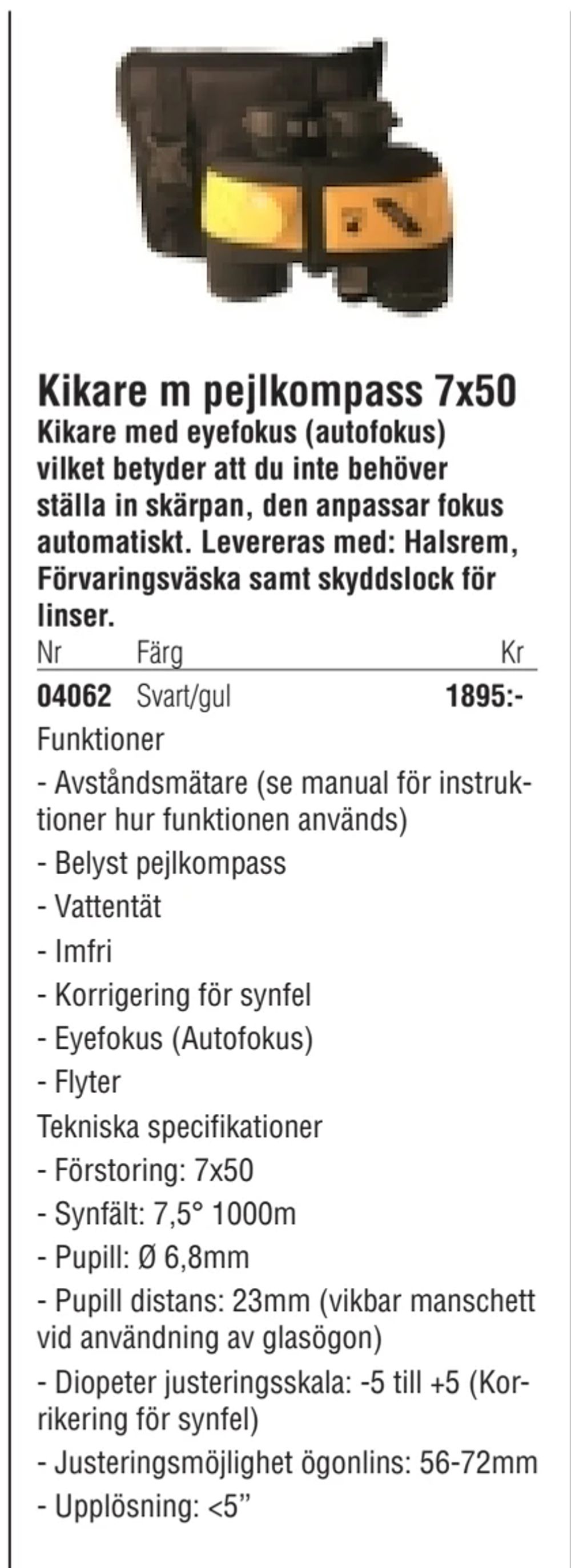 Erbjudanden på Kikare m pejlkompass 7x50 från Erlandsons Brygga för 1 895 kr