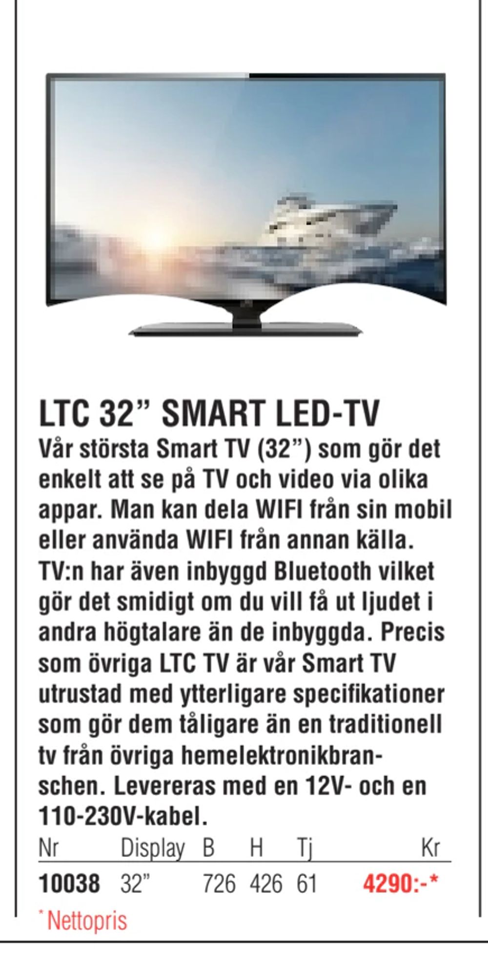 Erbjudanden på LTC 32” SMART LED-TV från Erlandsons Brygga för 4 290 kr
