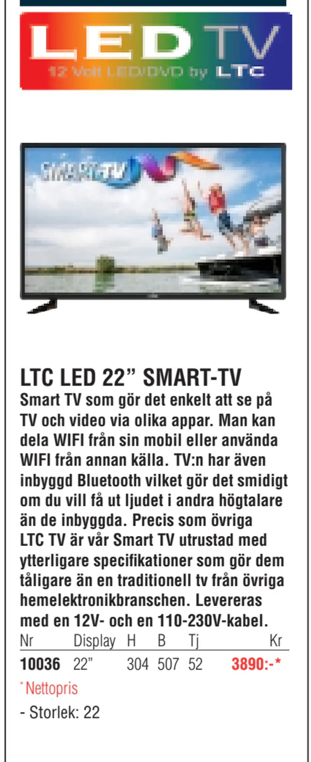 Erbjudanden på LTC LED 22” SMART-TV från Erlandsons Brygga för 3 890 kr