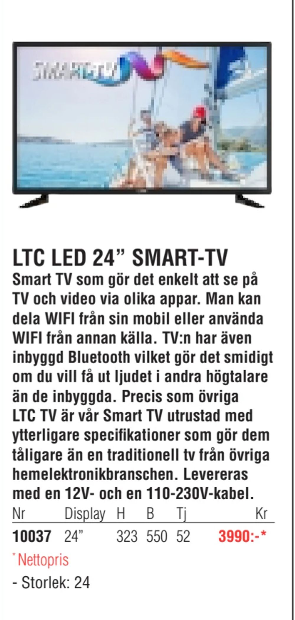 Erbjudanden på LTC LED 24” SMART-TV från Erlandsons Brygga för 3 990 kr