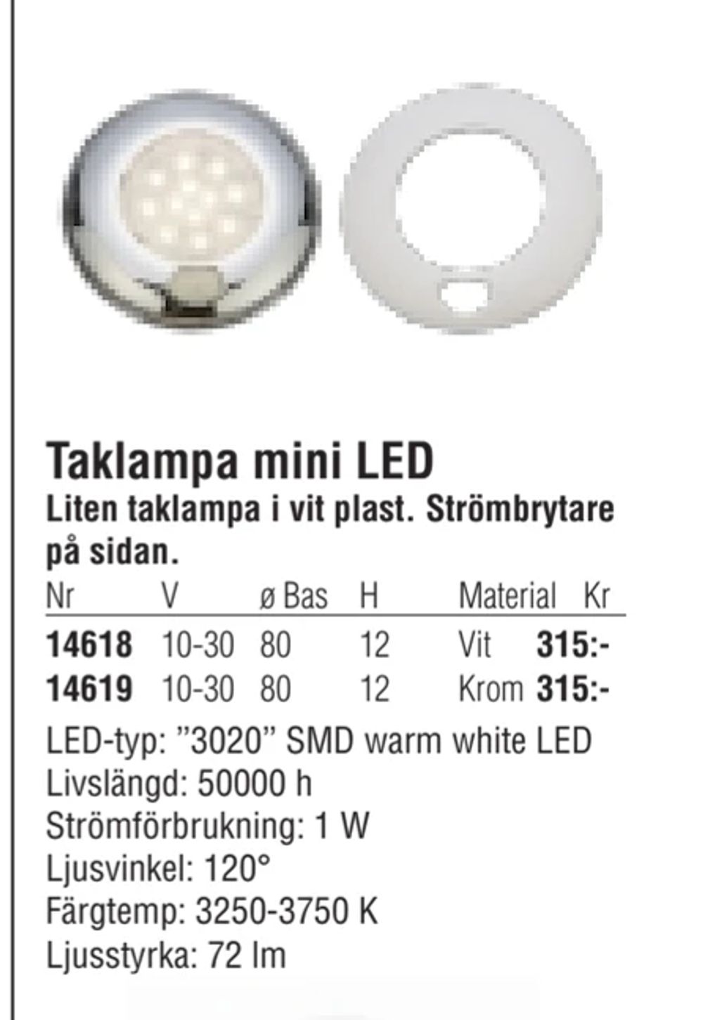 Erbjudanden på Taklampa mini LED från Erlandsons Brygga för 315 kr
