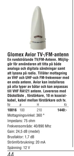Glomex Avior TV-/FM-antenn