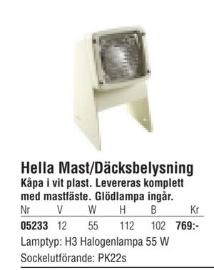 Hella Mast/Däcksbelysning