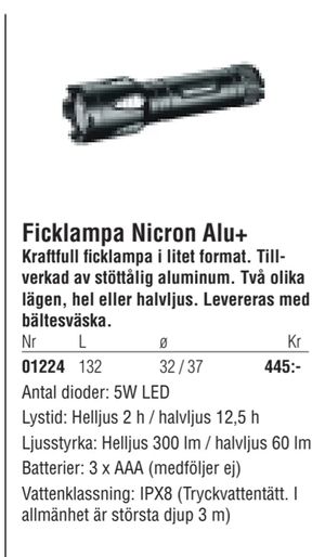 Ficklampa Nicron Alu+
