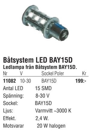 Båtsystem LED BAY15D