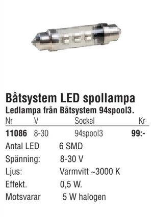 Båtsystem LED spollampa