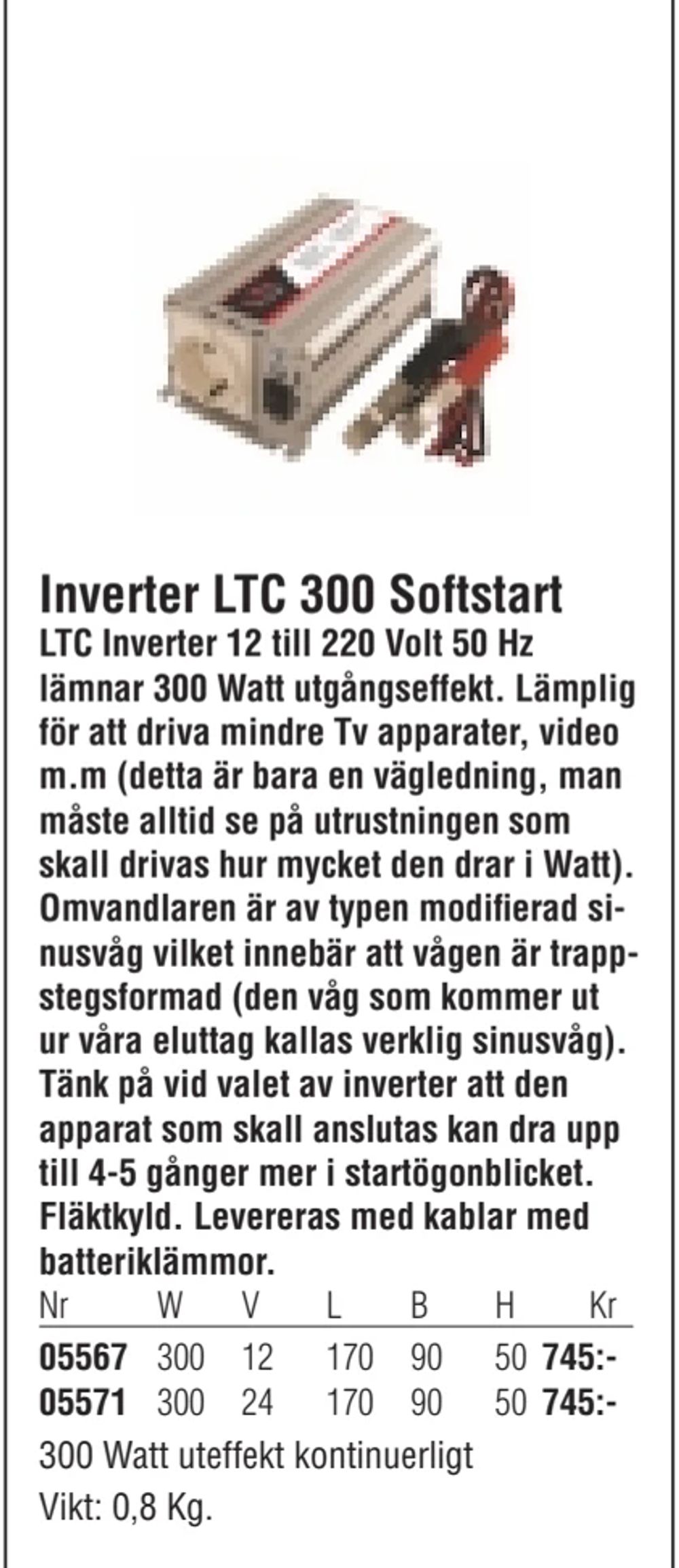 Erbjudanden på Inverter LTC 300 Softstart från Erlandsons Brygga för 745 kr