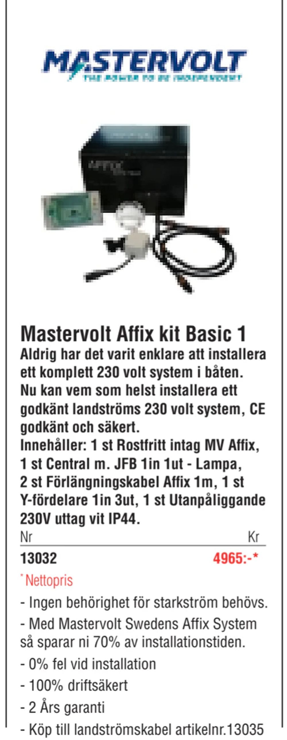 Erbjudanden på Mastervolt Affix kit Basic 1 från Erlandsons Brygga för 4 965 kr
