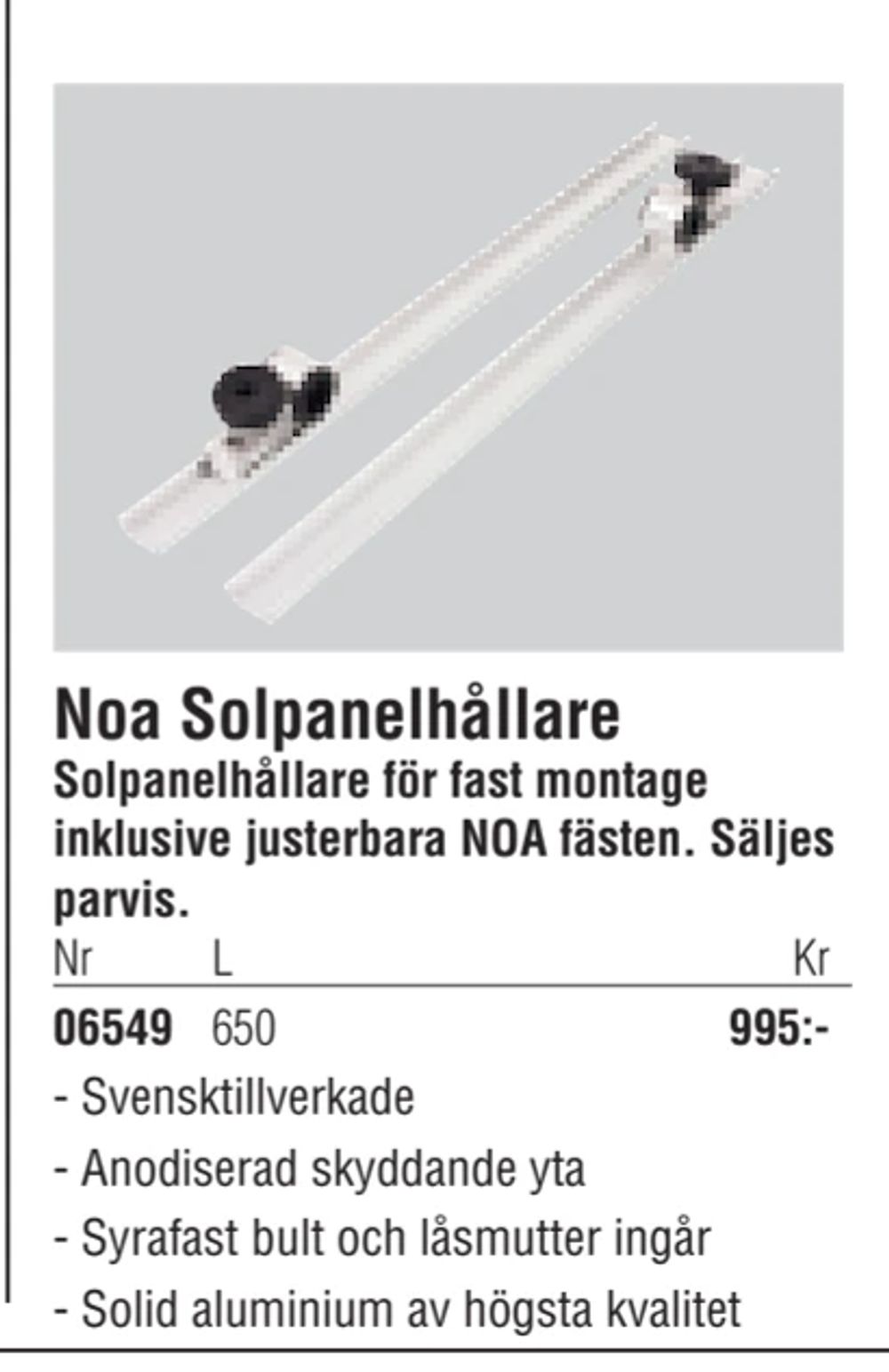 Erbjudanden på Noa Solpanelhållare från Erlandsons Brygga för 995 kr