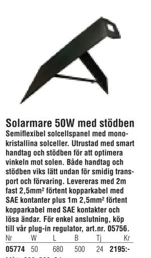 Solarmare 50W med stödben