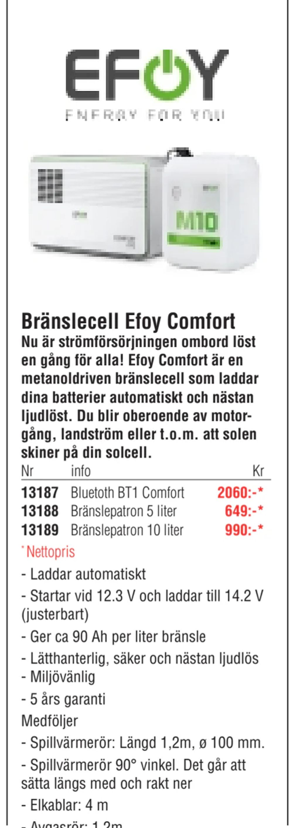 Erbjudanden på Bränslecell Efoy Comfort från Erlandsons Brygga för 2 060 kr