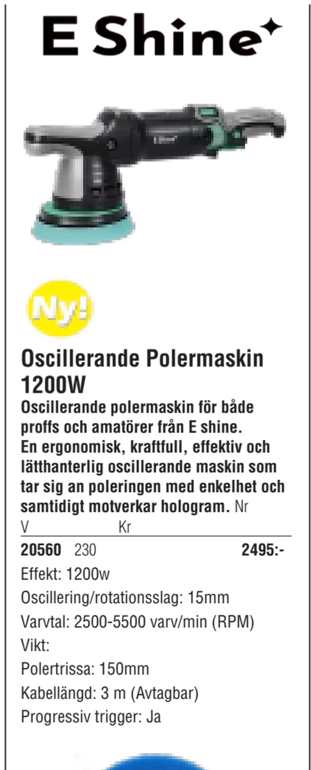 Erbjudanden på Oscillerande Polermaskin 1200W från Erlandsons Brygga för 2 495 kr
