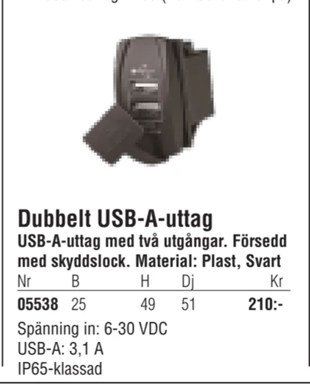 Erbjudanden på Dubbelt USB-A-uttag från Erlandsons Brygga för 210 kr
