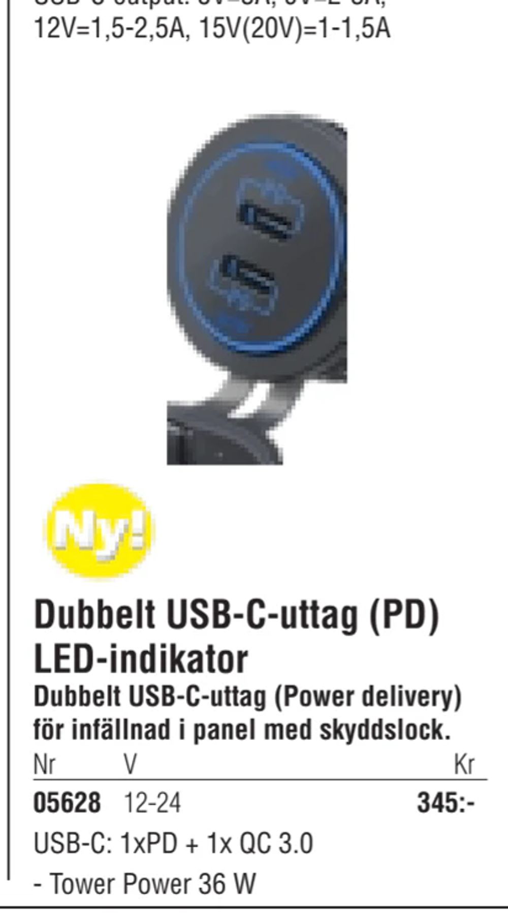 Erbjudanden på Dubbelt USB-C-uttag (PD) LED-indikator från Erlandsons Brygga för 345 kr