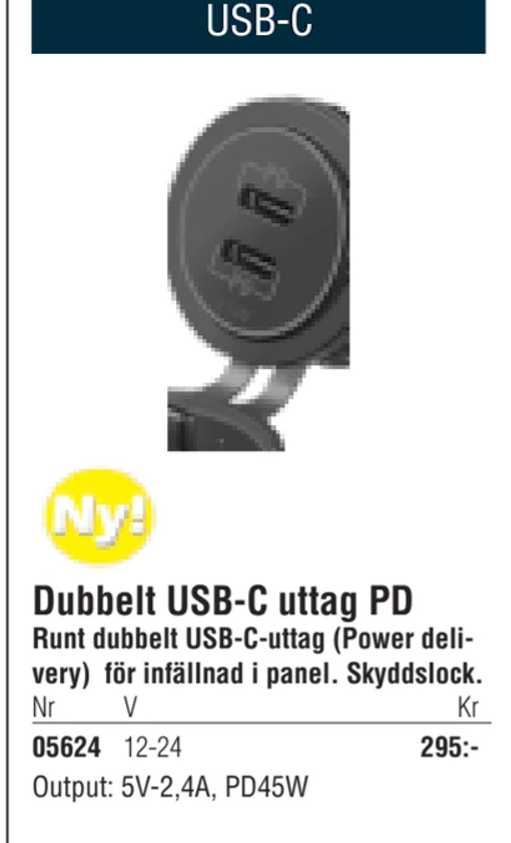 Erbjudanden på Dubbelt USB-C uttag PD från Erlandsons Brygga för 295 kr