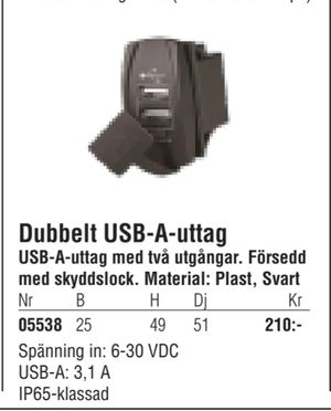 Dubbelt USB-A-uttag
