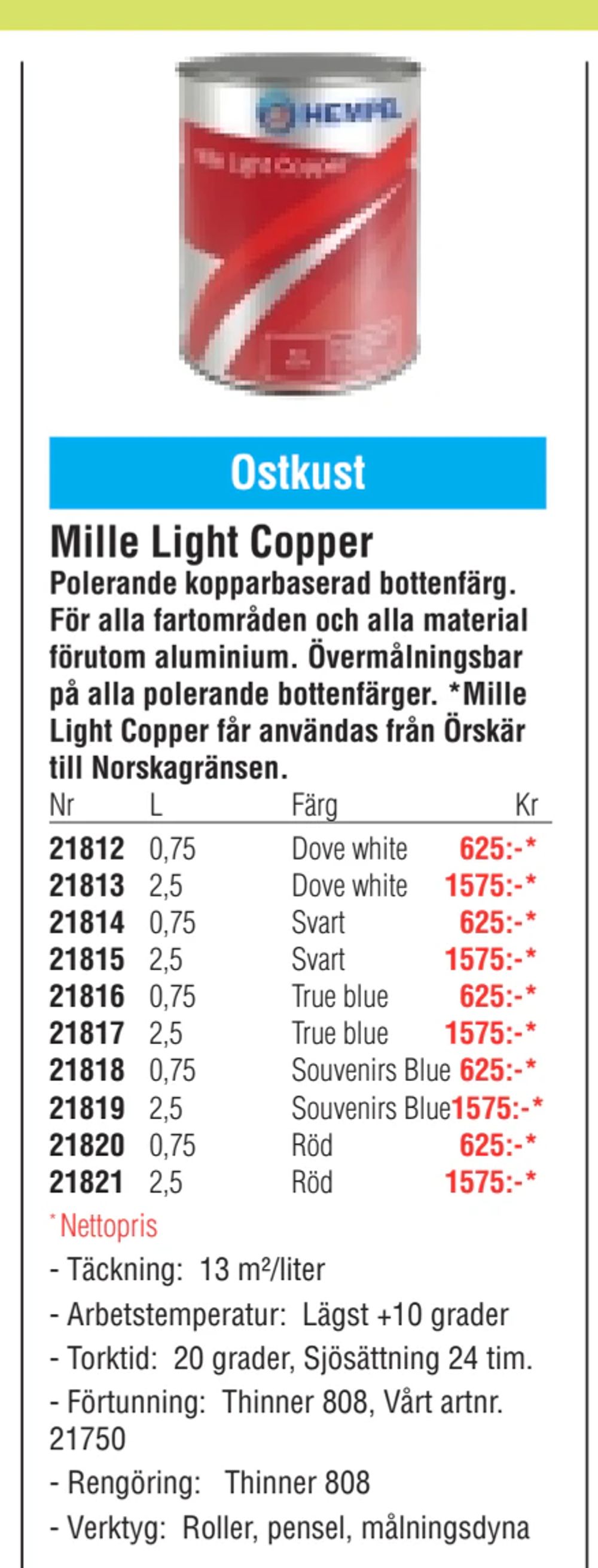 Erbjudanden på Ostkust Mille Light Copper från Erlandsons Brygga för 625 kr