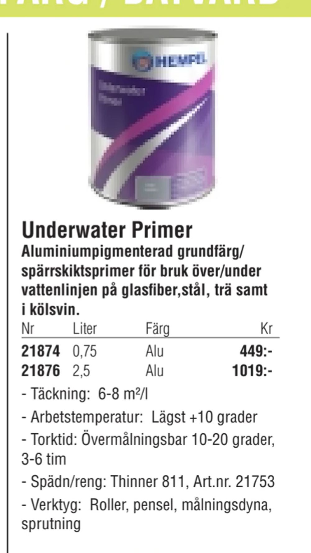 Erbjudanden på Underwater Primer från Erlandsons Brygga för 449 kr