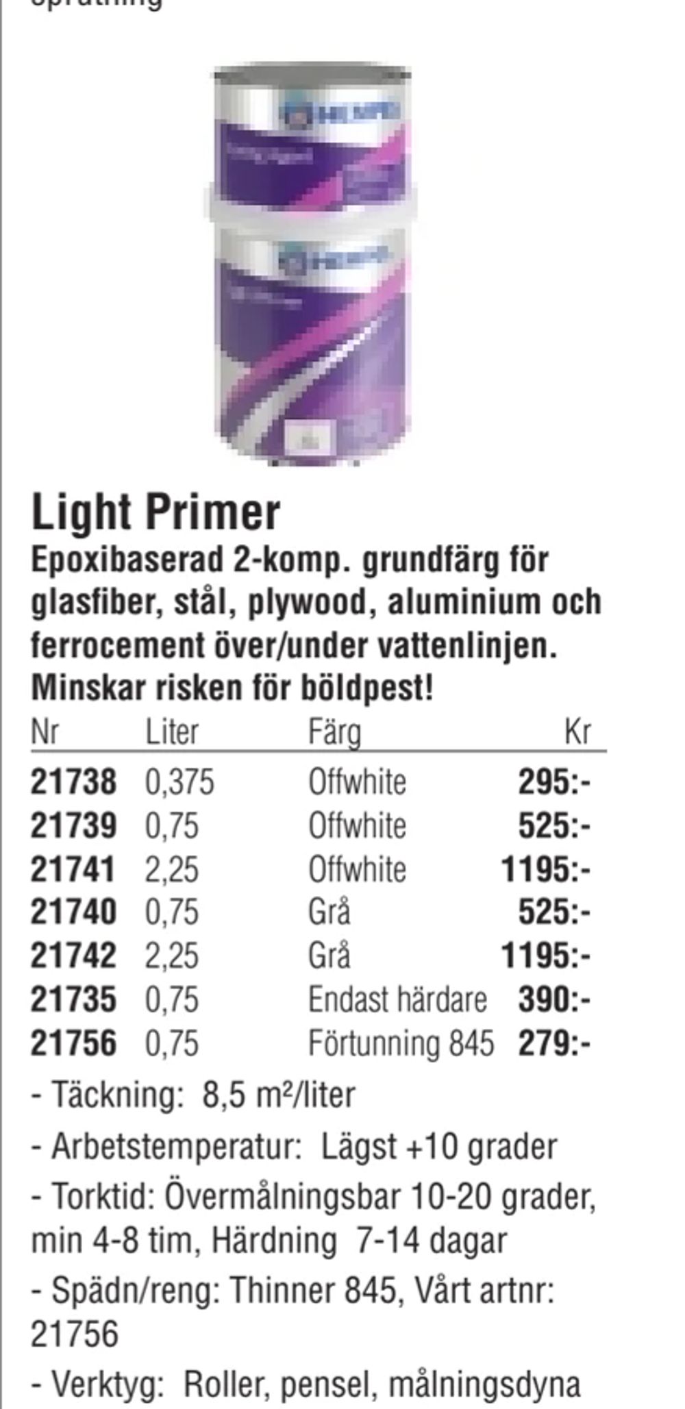Erbjudanden på Light Primer från Erlandsons Brygga för 279 kr