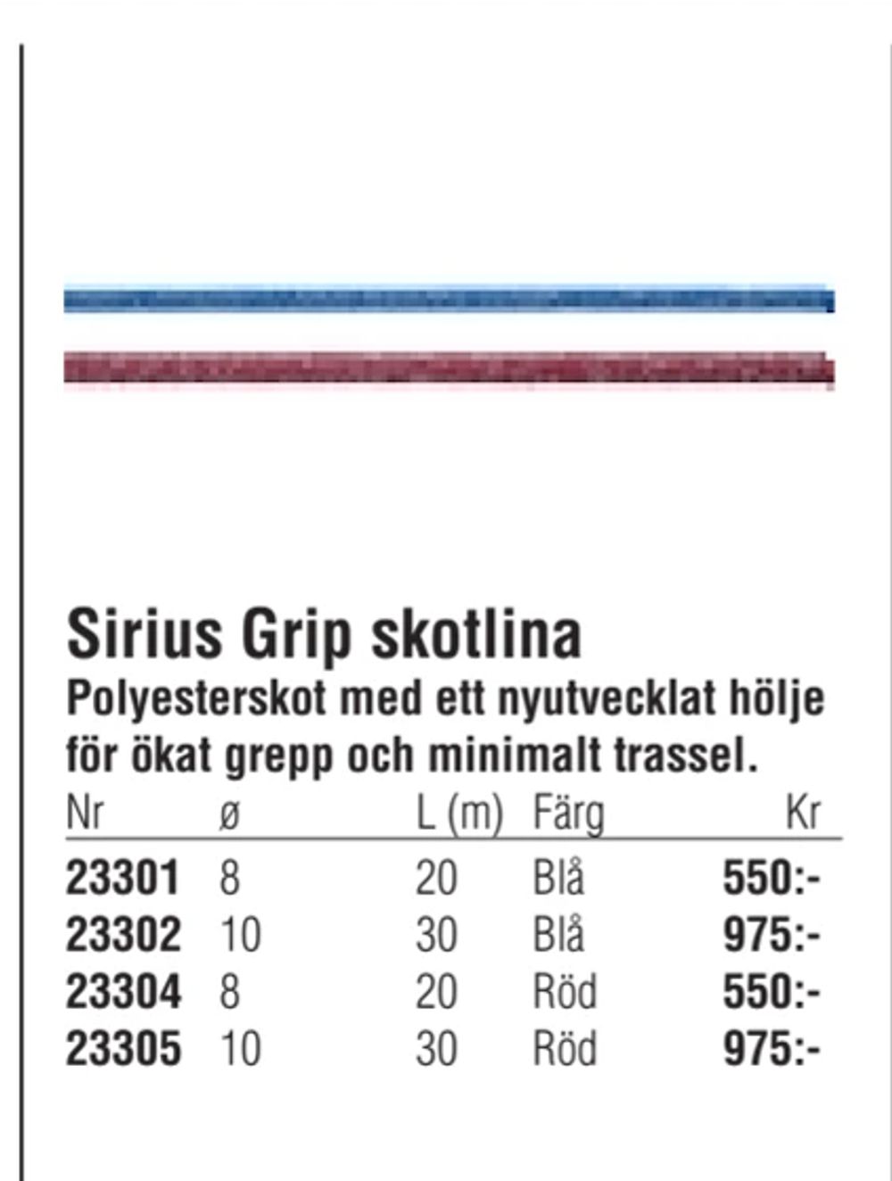 Erbjudanden på Sirius Grip skotlina från Erlandsons Brygga för 550 kr
