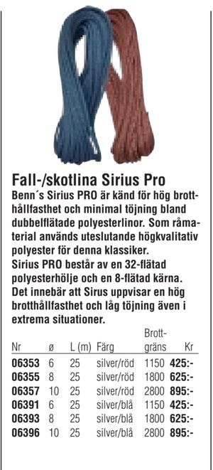 Fall-/skotlina Sirius Pro