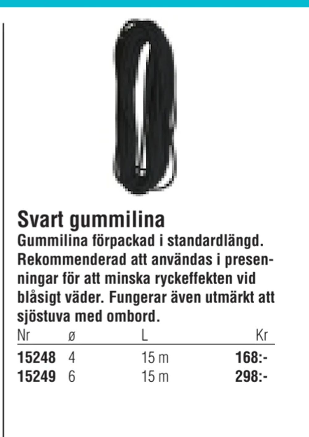 Erbjudanden på Svart gummilina från Erlandsons Brygga för 168 kr
