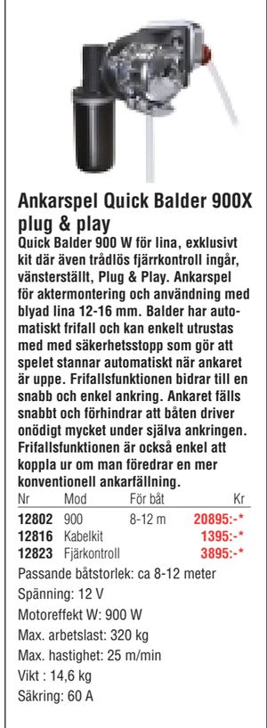 Ankarspel Quick Balder 900X plug & play