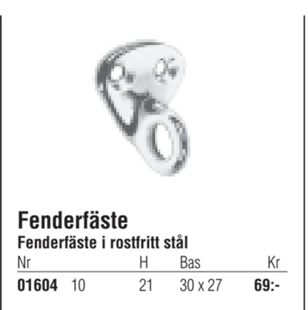 Erbjudanden på Fenderfäste i rostfritt stål från Erlandsons Brygga för 69 kr