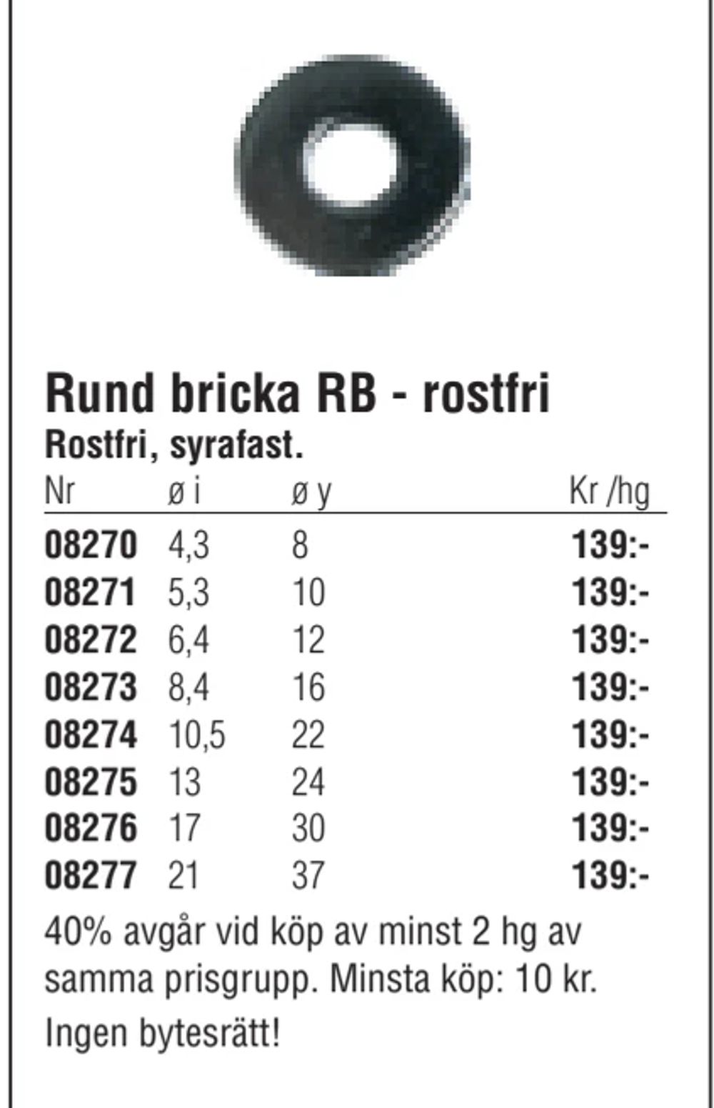 Erbjudanden på Rund bricka RB - rostfri från Erlandsons Brygga för 139 kr