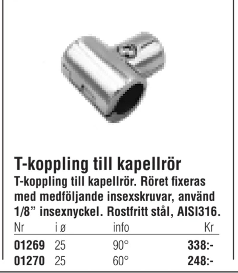Erbjudanden på T-koppling till kapellrör från Erlandsons Brygga för 248 kr