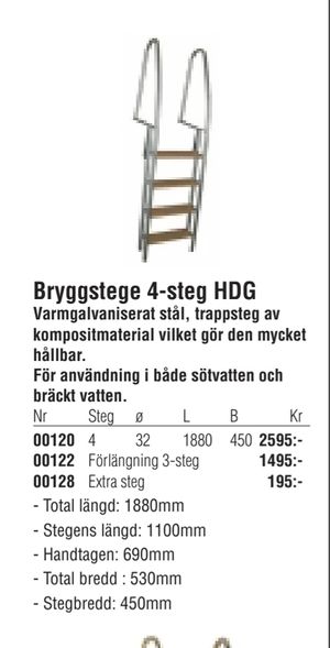 Bryggstege 4-steg HDG