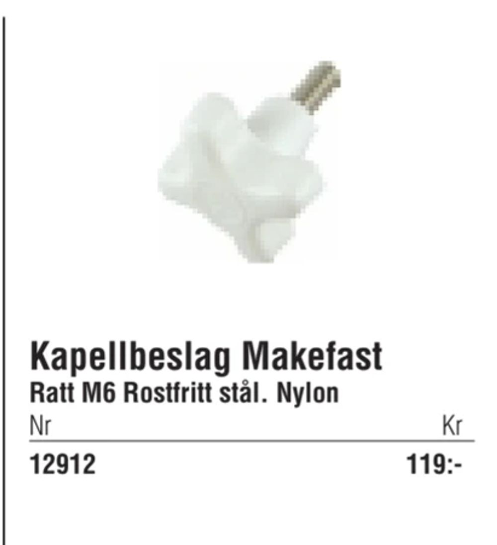 Erbjudanden på Ratt M6 Rostfritt stål. Nylon från Erlandsons Brygga för 119 kr