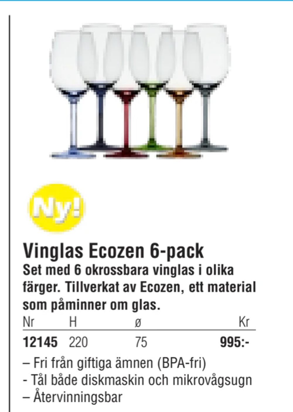 Erbjudanden på Vinglas Ecozen 6-pack från Erlandsons Brygga för 995 kr