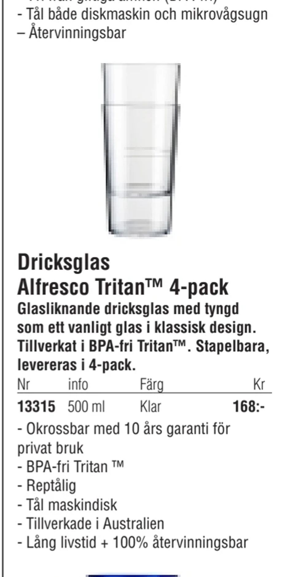 Erbjudanden på Dricksglas Alfresco Tritan™ 4-pack från Erlandsons Brygga för 168 kr
