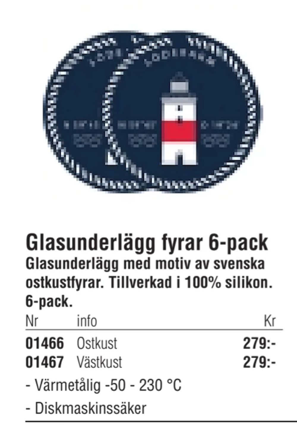 Erbjudanden på Glasunderlägg fyrar 6-pack från Erlandsons Brygga för 279 kr