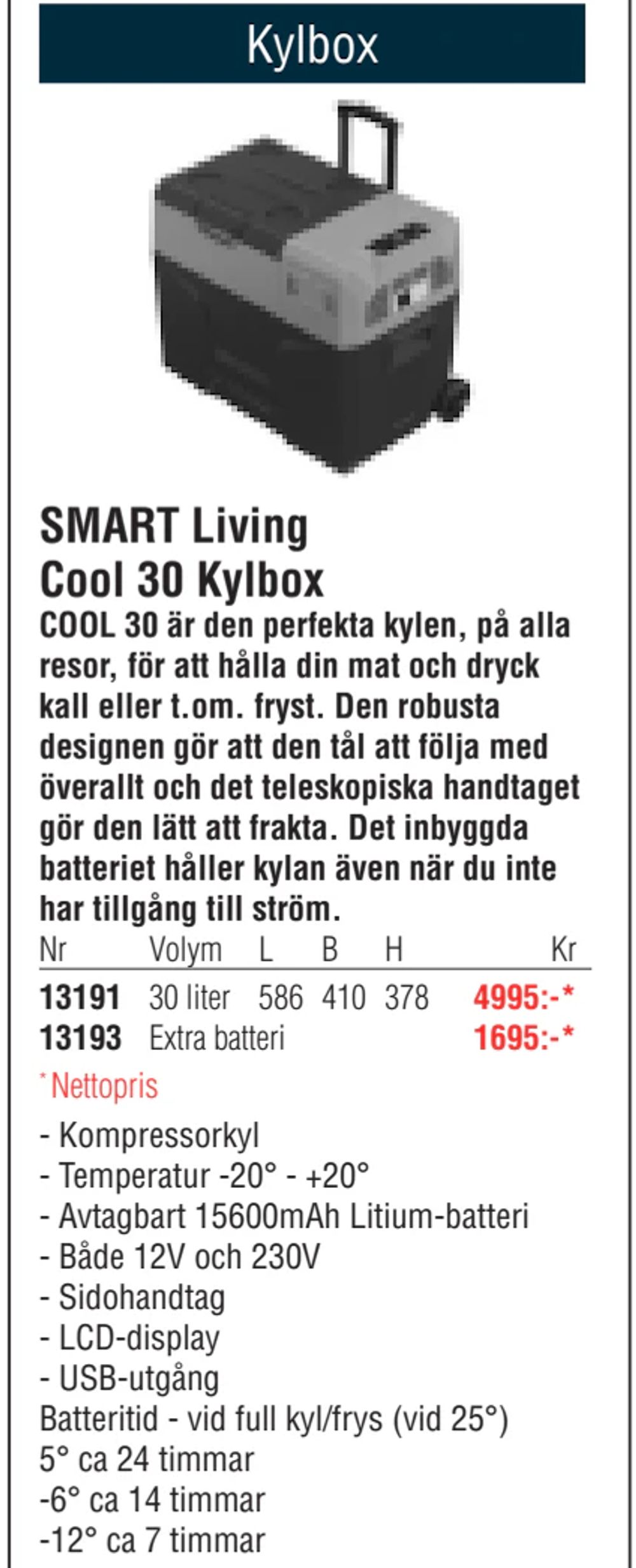 Erbjudanden på SMART Living Cool 30 Kylbox från Erlandsons Brygga för 1 695 kr