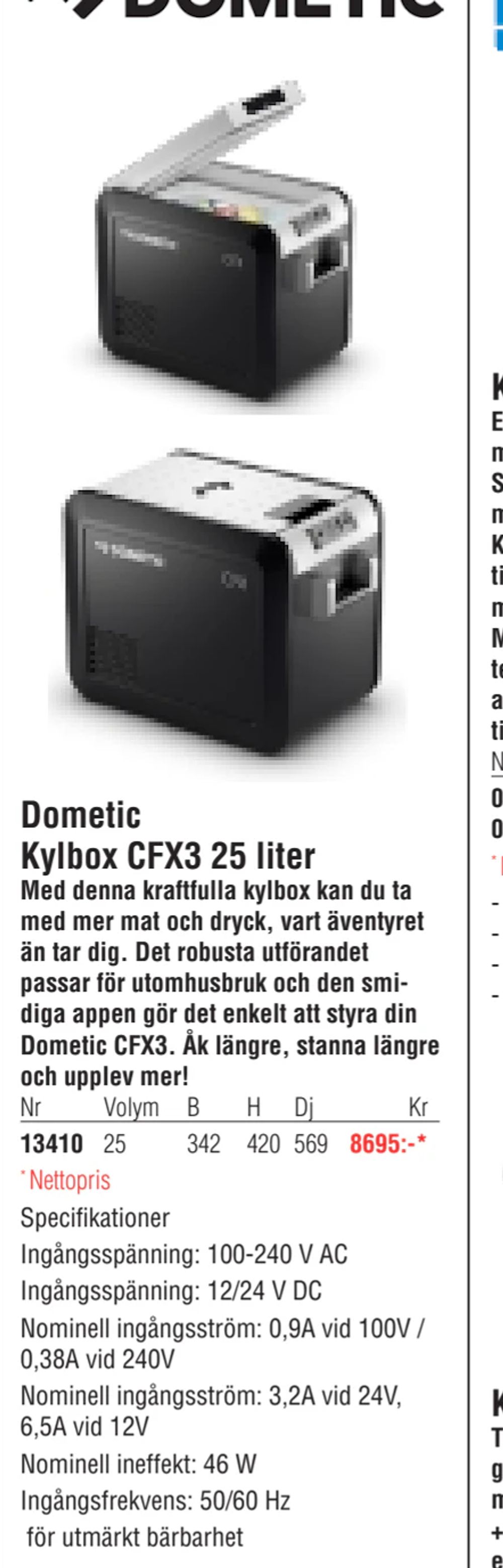 Erbjudanden på Dometic Kylbox CFX3 25 liter från Erlandsons Brygga för 8 695 kr