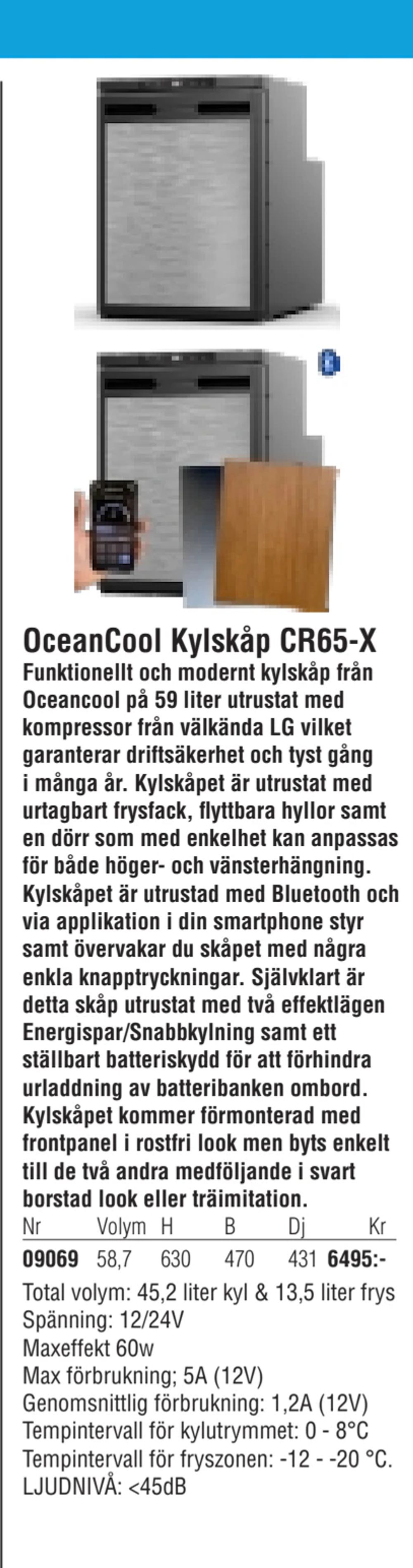 Erbjudanden på OceanCool Kylskåp CR65-X från Erlandsons Brygga för 6 495 kr
