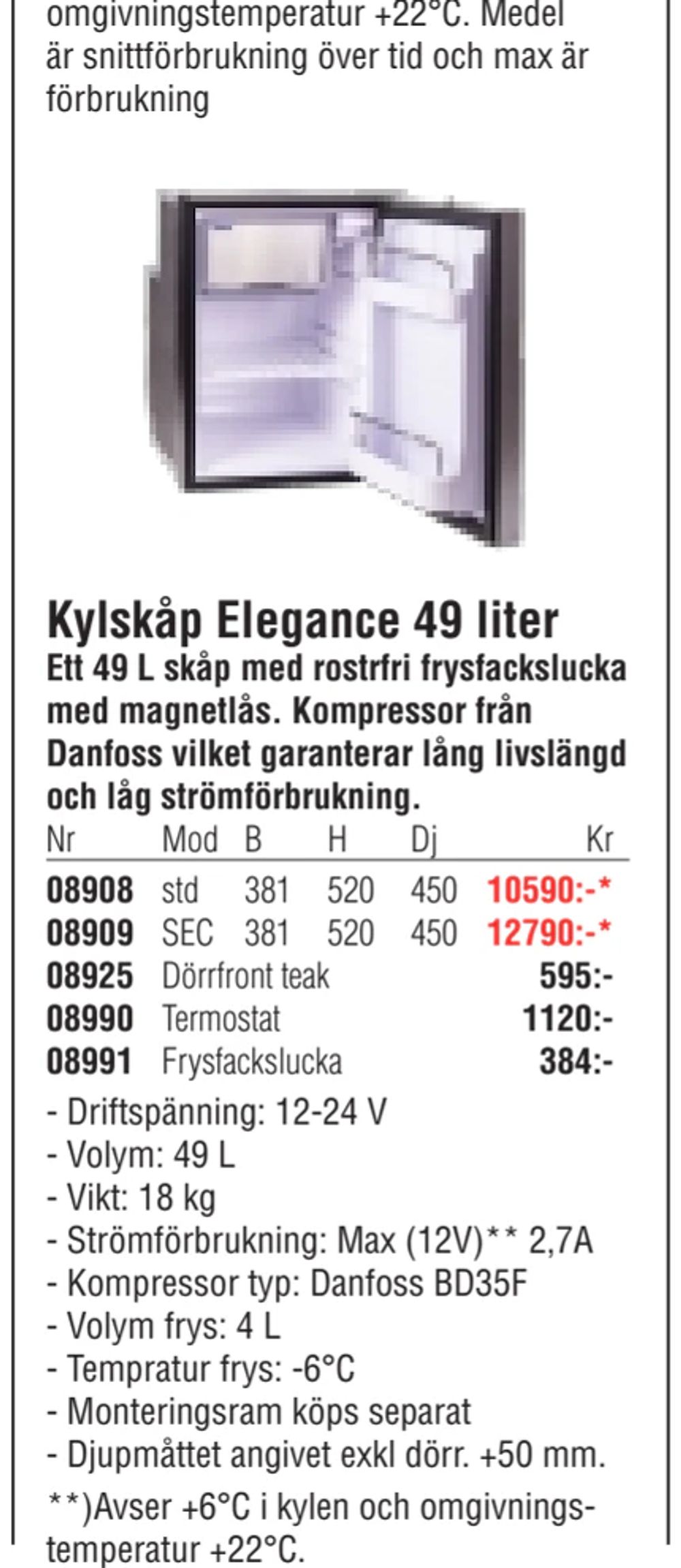 Erbjudanden på Kylskåp Elegance 49 liter från Erlandsons Brygga för 384 kr