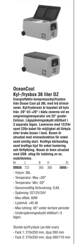 OceanCool Kyl-/frysbox 36 liter DZ