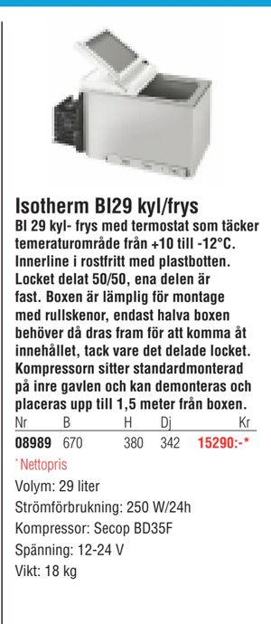 Isotherm BI29 kyl/frys