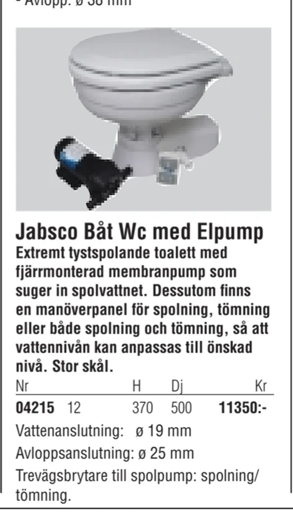 Erbjudanden på Jabsco Båt Wc med Elpump från Erlandsons Brygga för 11 350 kr