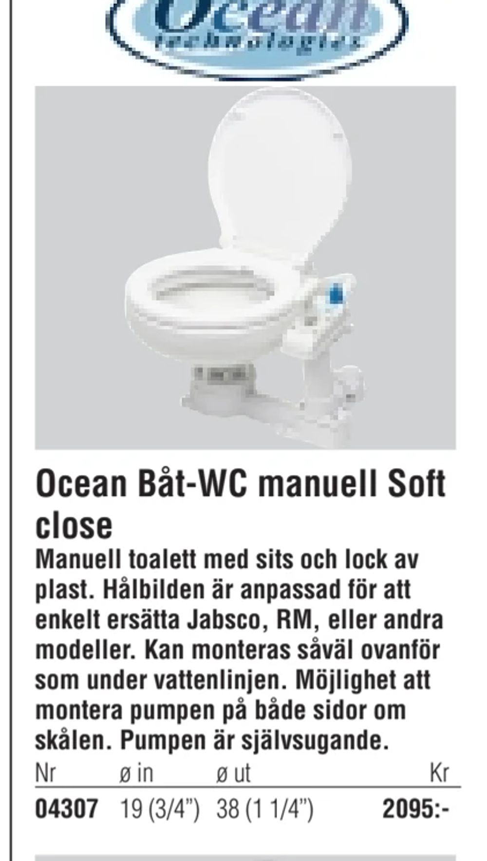 Erbjudanden på Ocean Båt-WC manuell Soft close från Erlandsons Brygga för 2 095 kr